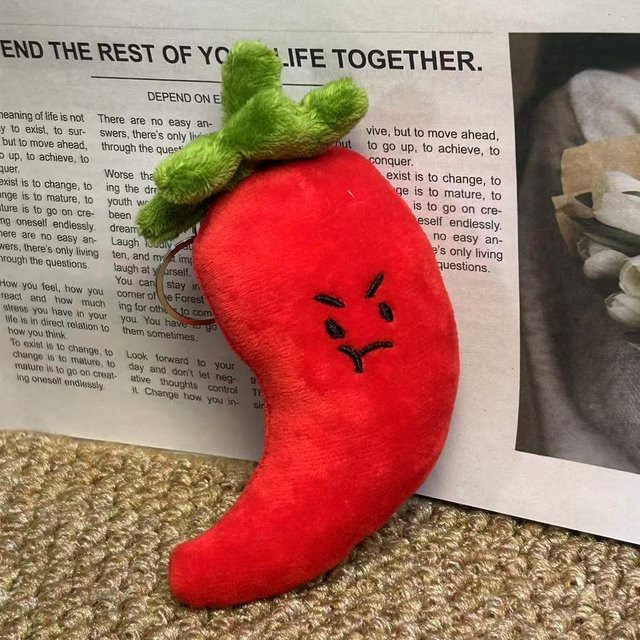 Schlüsselanhänger Plüsch, Gemüse Form, Paprika Knoblauch Lauch, Unisex, rot - Bild 1
