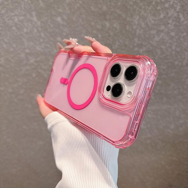 ANAISUFEI 3-in-1 Stoßfeste Hülle mit Bumper für iPhone 16 15 14 13 12 Pro Max, Neongelb und Transparent, Magnetisches kabelloses Laden, Klare Rüstungsabdeckung - Bild 1