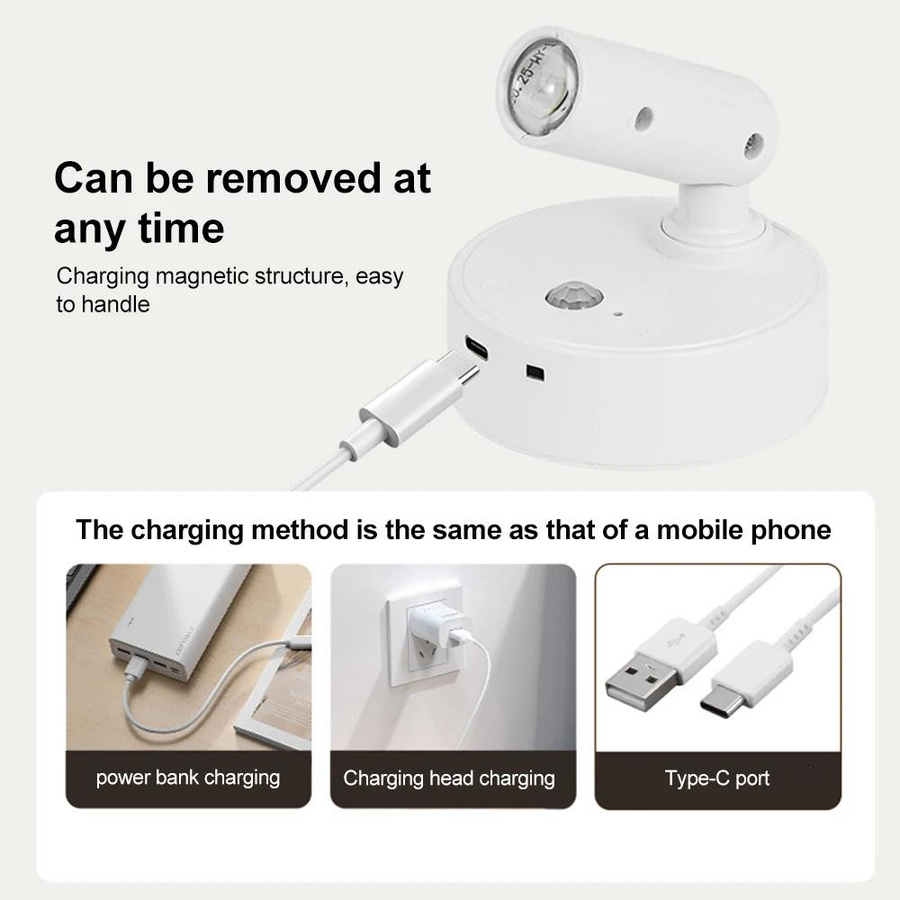 YJMP Super Lighting Kabellose LED Wandleuchte mit magnetischer Basis, USB-wiederaufladbar, dimmbar mit Touch-Schalter, Schwarz - Bild 9