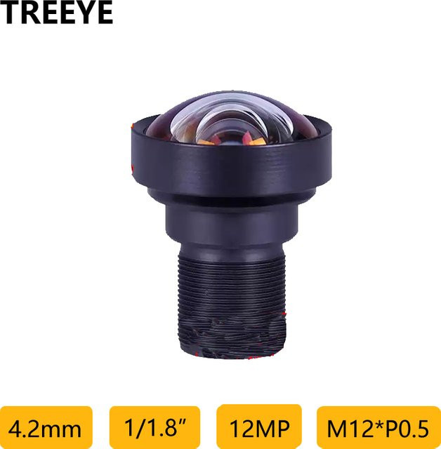 TREEYE CCTV Objektiv 12MP mit 4,2mm Brennweite und 1/1,8 Zoll Sensor, M12 Objektiv für Videoüberwachungs-, Action-Kamera und Drohnen, Schwarz - Bild 1