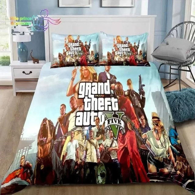 Binchi Outdoor Product GTA Bettwäsche Set mit 3D-Druck für Gamer, Mehrfarbig, B/H: 140 x 210 cm - Bild 1