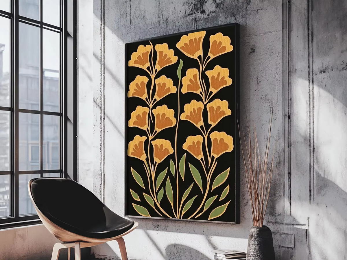 SHENCHEN Boho Wanddekoration Abstrakte Blumen Kunst Leinwanddruck in Gelb - Bild 6
