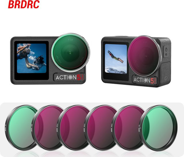 BRDRC Filter Kit mit UV, CPL und ND Filtern für DJI Osmo Action 3, 4 und 5 Pro aus optischem Glas und Aluminiumlegierung - Bild 1