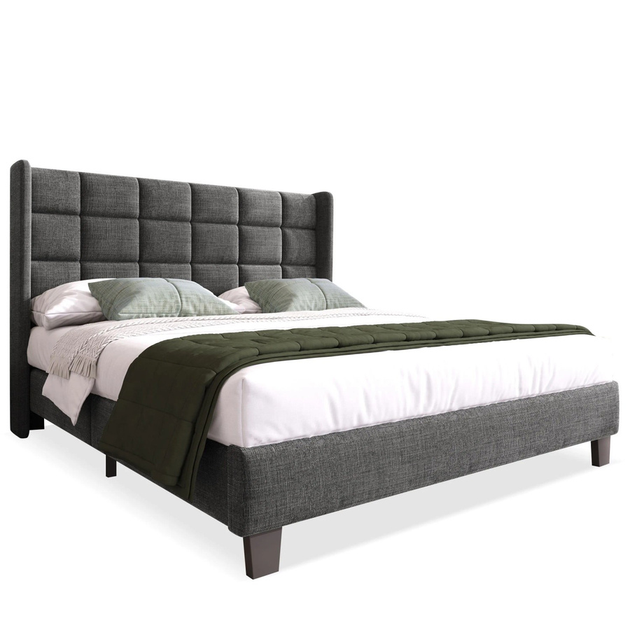 okwish Polsterbett Grau mit gepolstertem Kopfteil und Matratze, B/T/H: 140 x 200 x 111 cm - Bild 2