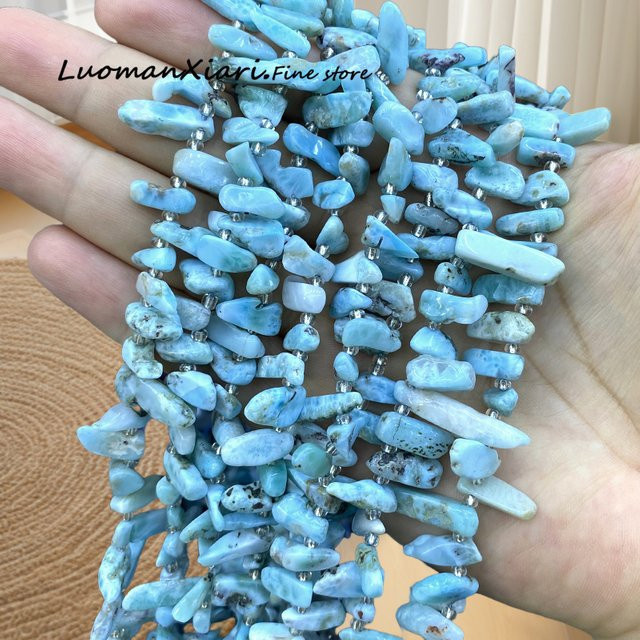 LUOMAN XIARI Distanzperlen Larimar Naturstein, Zahnform - Bild 1