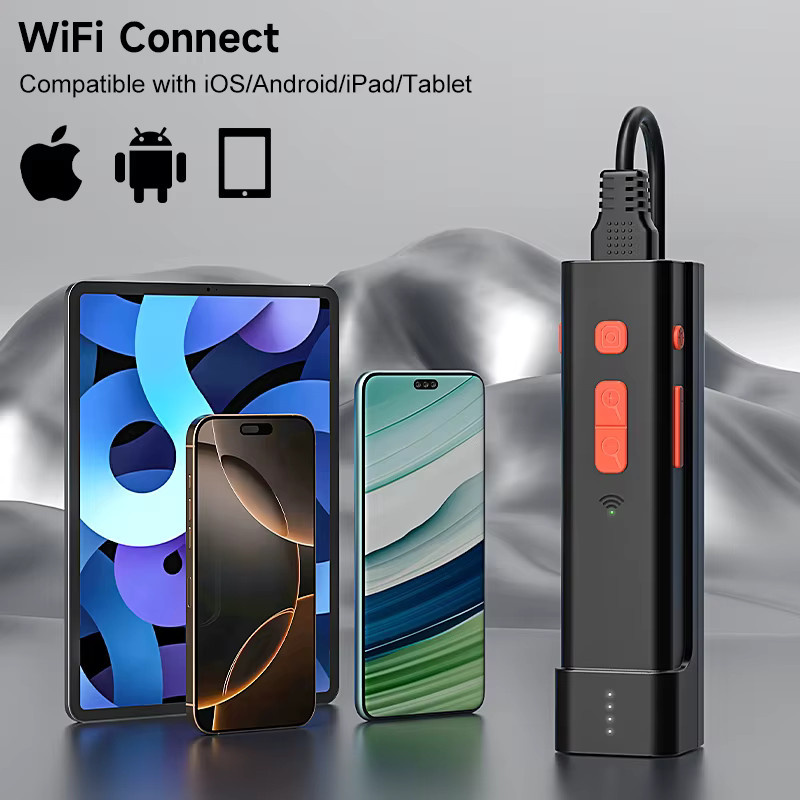 WiFi USB Video Endoskop Kamera mit LED-Beleuchtung und Autofokus Objektiv in Schwarz für Rohr- und Sanitärinspektionen - Bild 3