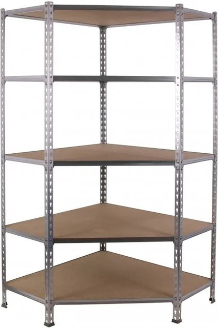 PROREGAL Eckregal Muli silber, H x B x T: 180 x 90 x 40 cm, 5 verstellbare Fachböden, pulverbeschichtet - Bild 1