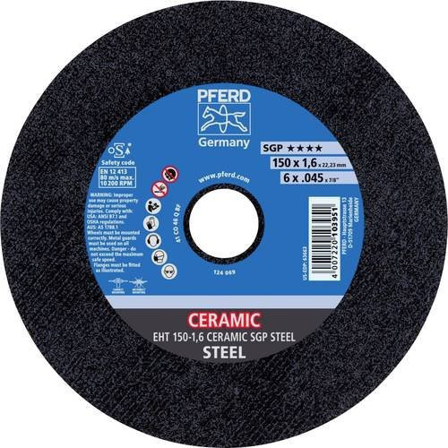 PFERD Trennscheibe EHT Ceramic SGP Steel gerade für Stahl, Durchmesser: 150 mm, Dicke: 1,6 mm, Farbe: Schwarz, 25 Stück - Bild 1