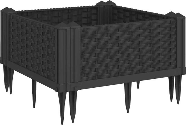 vidaXL Pflanzkasten mit Erdspießen in Schwarz aus Kunststoff, B/T/H: 42,5 x 42,5 x 28,5 cm - Bild 1