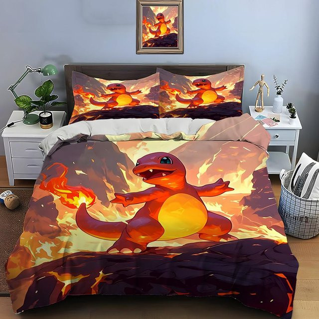 Lodestar Pokémon Glurak Bettwäsche-Set 3-teilig aus Mikrofaser, Multicolour, B/H: 240 x 220 cm - Bild 1
