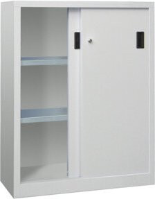 Pavoy Schiebetürenschrank in Grau mit 2 verzinkten Einlegeböden und Schloss, B/T/H: 120 x 100 x 50 cm - Bild 1