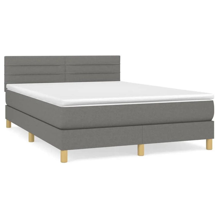 vidaXL Boxspringbett Hybrid mit Matratze Dunkelgrau B/T: 140 x 200 cm - Bild 2