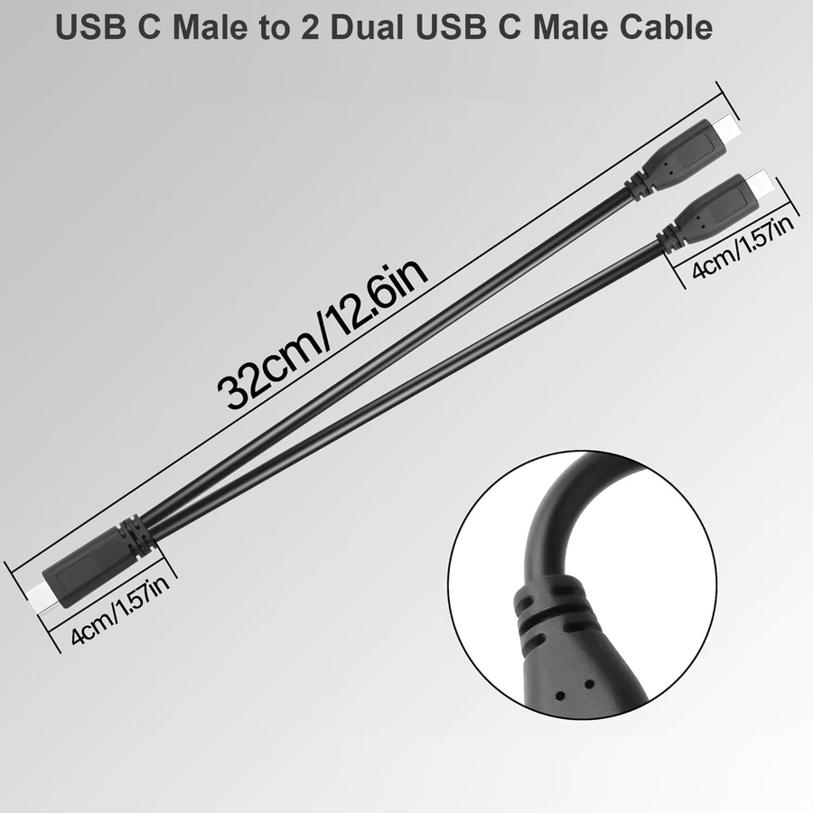 UpperFu 2er-Pack USB Typ C auf Dual USB Typ C 2 in 1 Splitter Y-Adapter zum Laden von Tablets, Schwarz - Bild 2