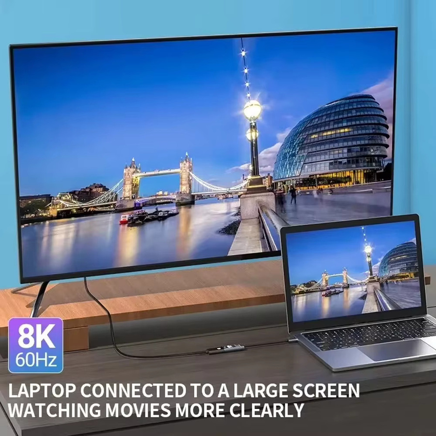 KEBIDU USB-C auf HDMI Adapterkabel für 8K und 4K 60Hz/30Hz zur Verbindung von MacBook, iPad, iPhone und Laptop mit HDTV - Bild 3