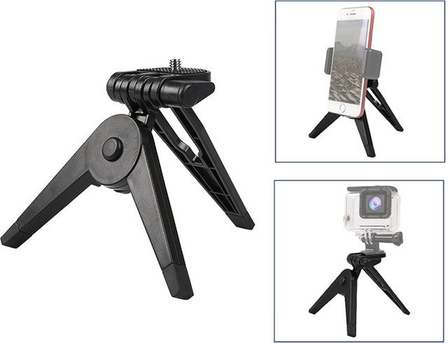 Ynniwa Stativ aus Kunststoff mit 1/4 Zoll Schraube als Handy Kamera Mount Adapter und Stabilisator in Schwarz - Bild 1