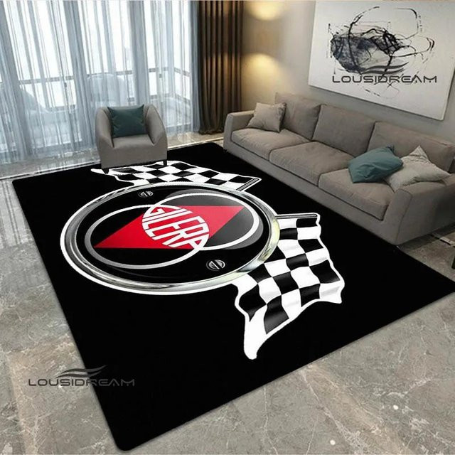 Rutschfester Teppich mit Gilera Motorrad Logo Druck in Schwarz, B/B: 50 x 80 cm - Bild 1
