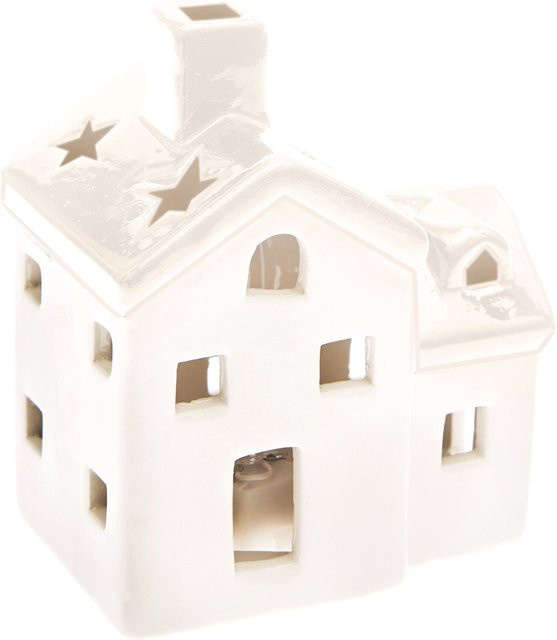 Rico Design Keramik-Kerzenhalter Haus weiß B: 9 cm, T: 7 cm, H: 10,5 cm - Bild 1