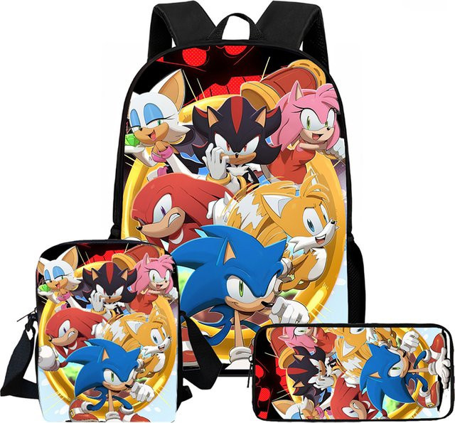 3-teiliges Set Cartoon Soo-nn-ic Rucksack mit Umhängetasche und Federmäppchen für Kinder in Multicolour - Bild 1