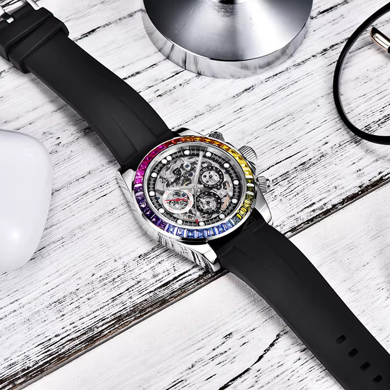 PAGANI DESIGN Armbanduhr, Automatik, Edelstahl, Regenbogen Lünette, 40 mm, Herren - Bild 3