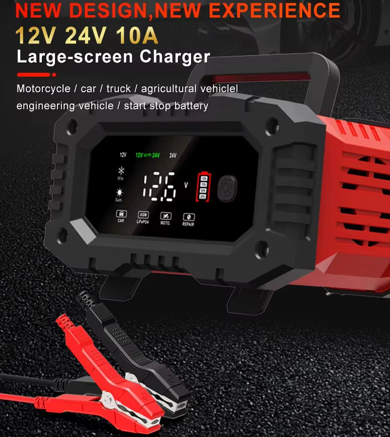 Tragbares EAFC Autobatterieladegerät für 12V und 24V mit Reparaturfunktion für AGM, LiFePO4 und Blei-Säure Batterien von Motorrad und LKW - Bild 3