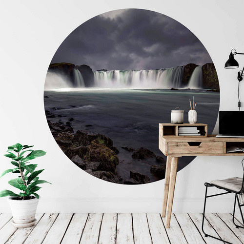 K&L Wall Art Runde Vliestapete Cuadrado Gods of Water Wasserfall, mehrfarbig, matt - Bild 2