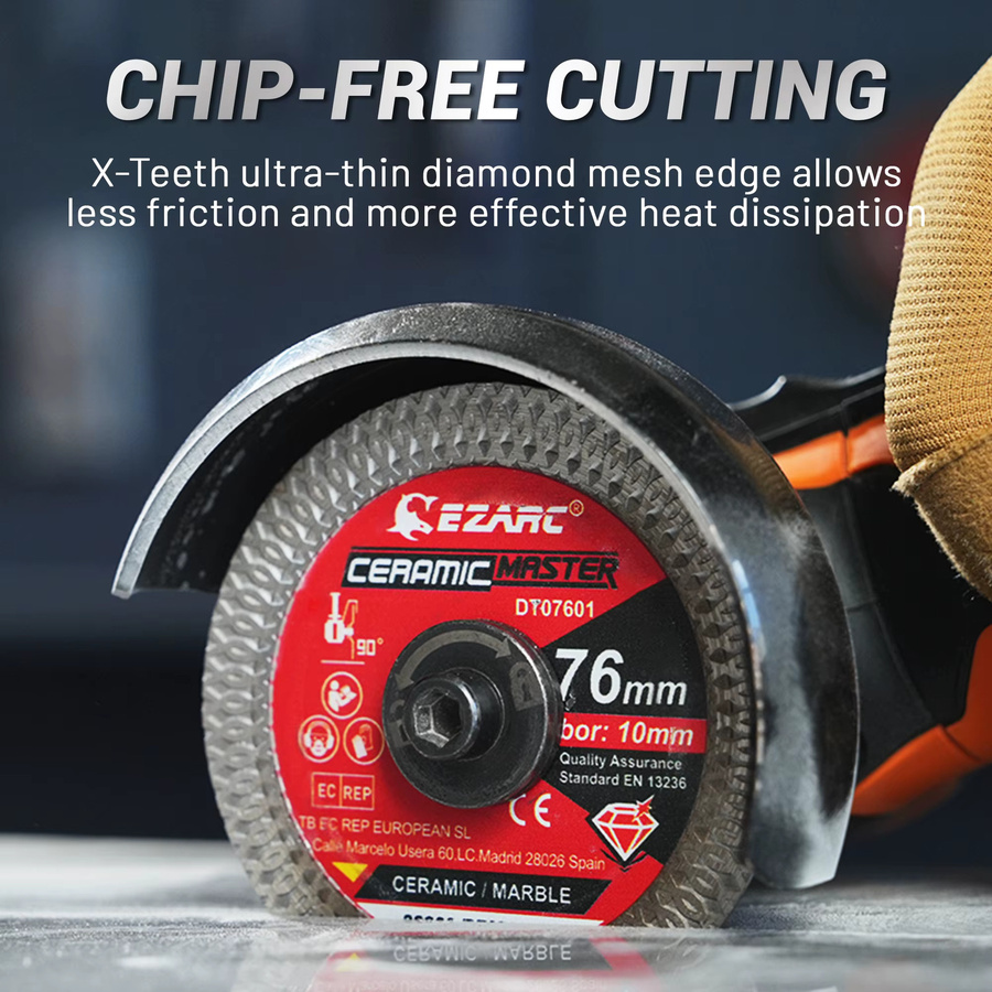 EZARC 2er-Set Diamant-Trennscheiben 76 mm für Kreissägen zum Schneiden von Porzellan, Granit, Marmor, Fliesen und Keramik in Silber - Bild 5
