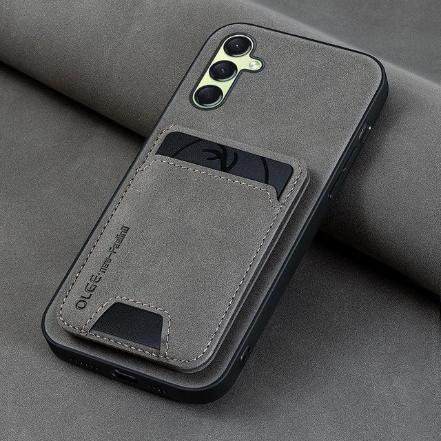 Lederetui in Grau mit Kartenfach und Ständer für Samsung Galaxy A-Serie (A14, A15, A16, A32, A34, A35, A51, A52, A52s, A53, A55, A56, A71, A05, A06) - Bild 1