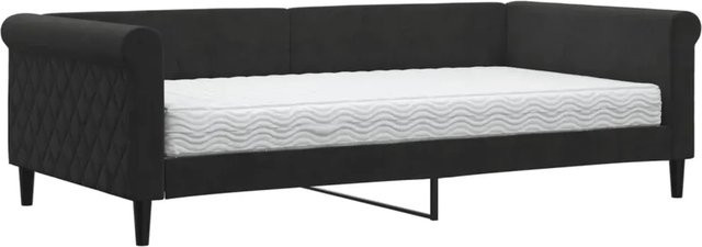 vidaXL Tagesbett mit Matratze in Schwarz aus Samt mit Armlehnen, B/T/H: 110 x 200 x 68 cm - Bild 1