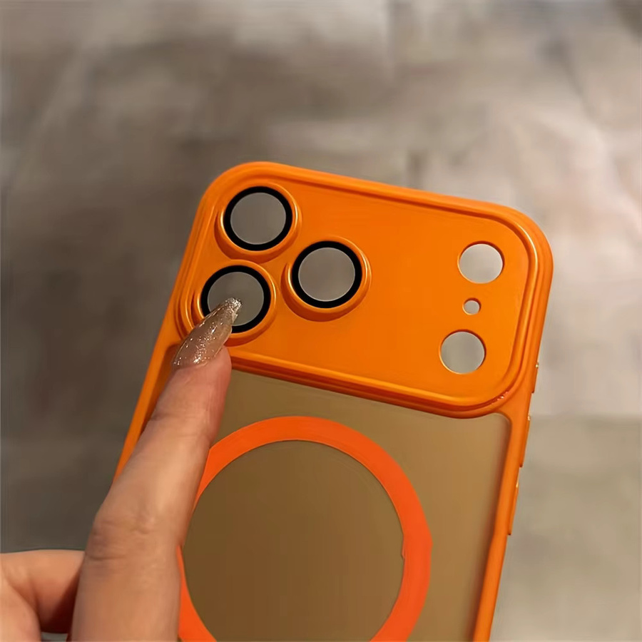 Transparente matte magnetische Hülle für iPhone kompatibel mit MagSafe, Farbe: Orange - Bild 2