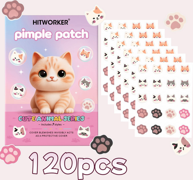 HITWORKER Akne-Patches Katzen-Design, 120 Stück, Unisex - Bild 1