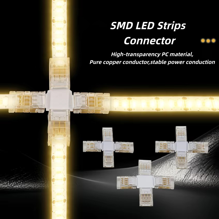 QHJIA SMD-LED-Kristallverbinder lötfreier Schnellanschlussklemmenblock für 5/8/10 mm LED-Streifen in transparent - Bild 2