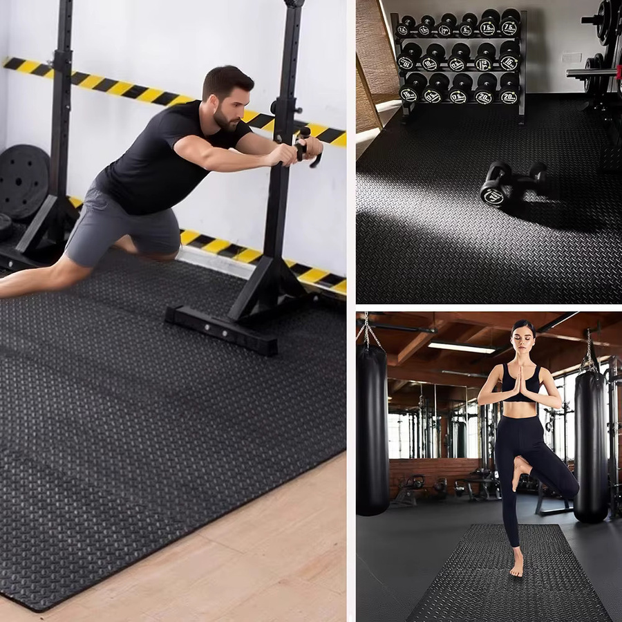 DHDH EVA-Schaumstoff-Bodenfliesen Puzzle-Fitnessmatte für Innenräume, Gym und Zuhause, Farben: Schwarz und Lila, B/T/H: 30 x 30 x 1 cm - Bild 4