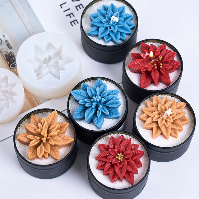 UDOCOOL Silikon Kerzenform Holly Leaf Red Berry für DIY Duftkerzen aus Sojawachs und Seife sowie Gips Ornamente in Rot und Multicolour für die Weihnachtsdekoration - Bild 1