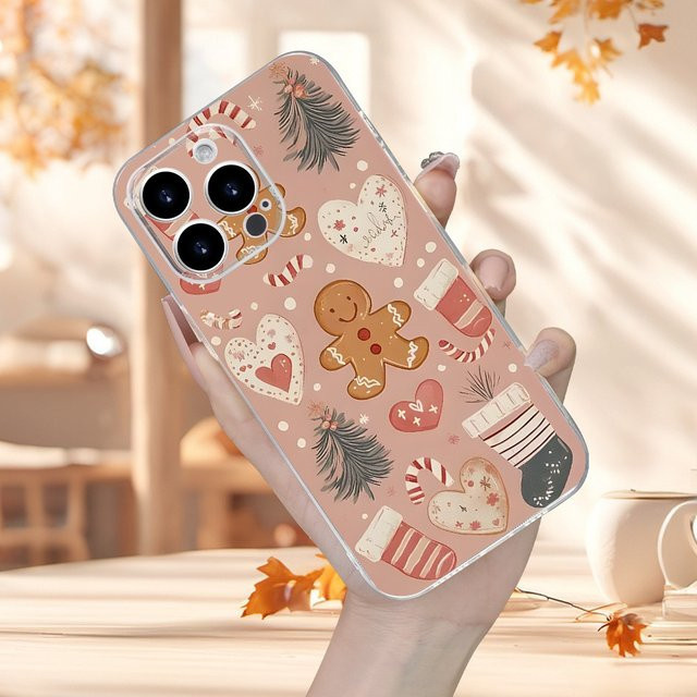 Transparente TPU-Handyhülle mit Weihnachts-Lebkuchenmann-Muster für Apple iPhone 17 16 15 14 13 12 11 Pro Max Plus Mini XS XR X 7 8 in Multicolour - Bild 1