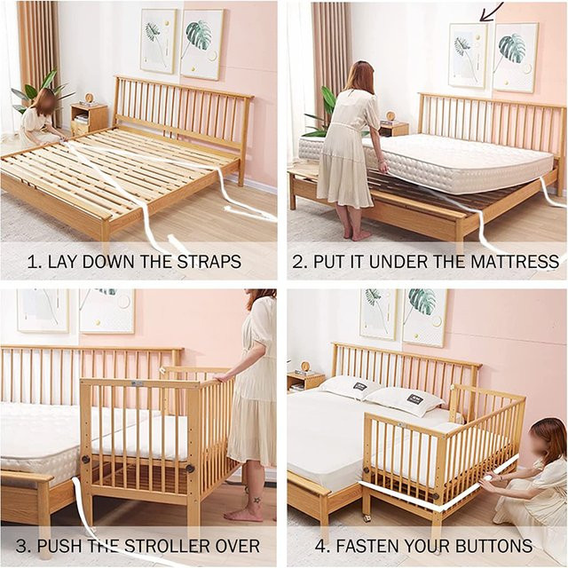 DAYLYRIC Bettverbinder Matratzenband als Spannbettlaken-Befestigungsgurte und Babybett-Verbindungsseile für Zwilling-Betten in Weiß - Bild 1