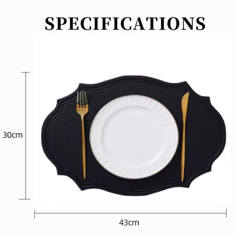 Set aus geformten PU-Kunstleder Tischsets von inyahome in Schwarz, Rosa und Grün - Bild 4