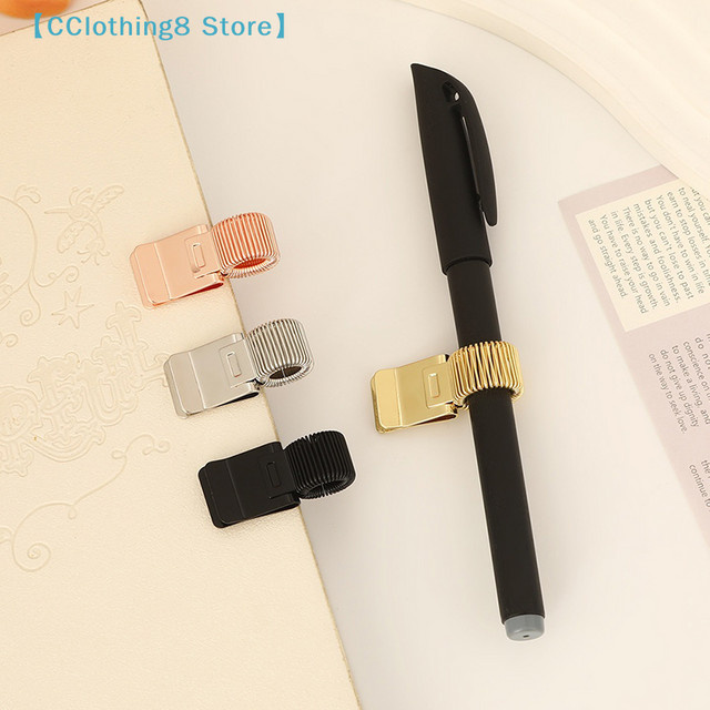 AliS8 Metall-Stiftclip in Gold mit Feder im Retro-Design für Notizbücher und Schule - Bild 1