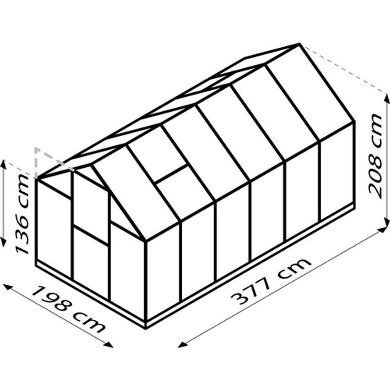 Vitavia Gewächshaus Eos in Schwarz mit Polycarbonat-Platten und Schwingtür, B/H/L: 197,7 x 195,9 x 377,1 cm - Bild 4