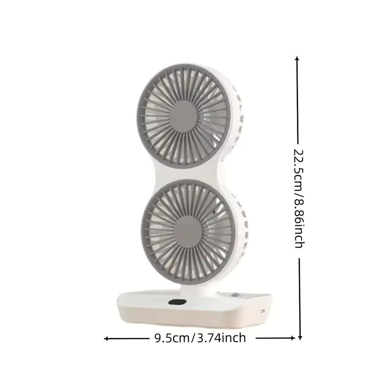 CREAROMA Multifunktionaler Doppelkopf-Tischventilator mit 4 Geschwindigkeitsstufen und digitalem Display sowie Nachtlicht in Weiß - Bild 4
