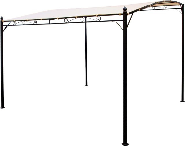 DEGAMO Anbaupavillon MANTOVA-XL aus Stahl in Dunkel mit PVC-beschichteter Plane in Ecru, B/T: 300 x 300 cm - Bild 1