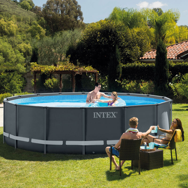 Intex Frame Swimming Pool Set Ultra Rondo XTR in Anthrazit mit Sandfilteranlage, Durchmesser: 488 cm, Höhe: 122 cm - Bild 2