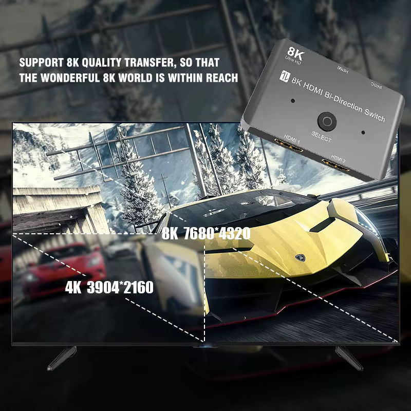 lmcnzz Bidirektionaler HDMI 2.1 Switch 8K@60Hz und 4K@120Hz 2-in-1 oder 1-in-2 HDMI Switcher Konverter Adapter Splitter - Bild 6