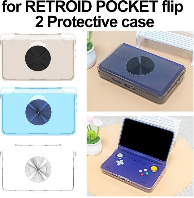 Transparente TPU-Schutzhülle für Retroid Pocket Flip 2 Retro-Spielekonsole in Transparent und Grau - Bild 1