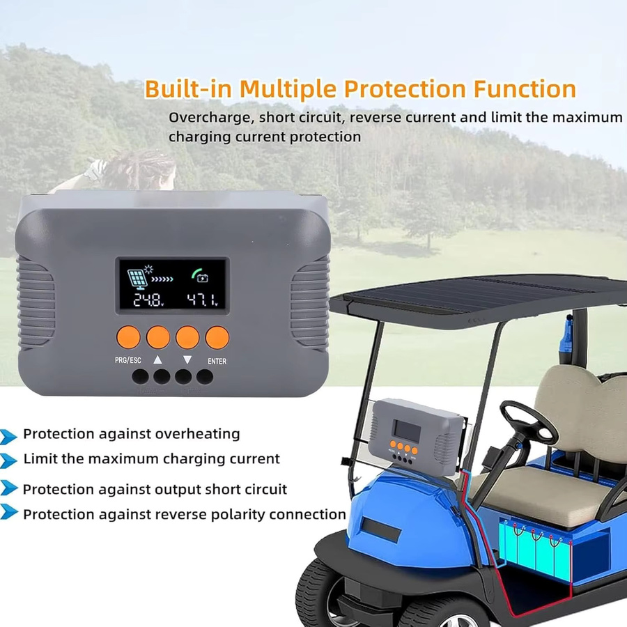 PowMr MPPT 10A Boost Solar-Laderegler in Grau für Lithium LiFePO4 und Blei-Säure-Batterien mit LCD-Display und 15-60V PV-Eingang - Bild 3