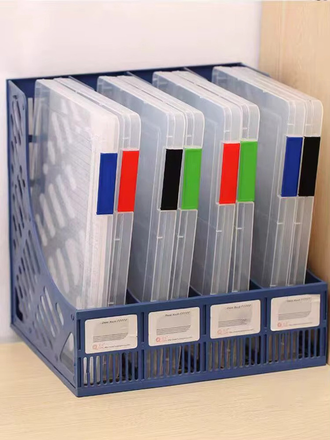 Transparente A4 Datei Box aus Kunststoff mit zwei Schichten in Lila für Schüler und Büro - Bild 2
