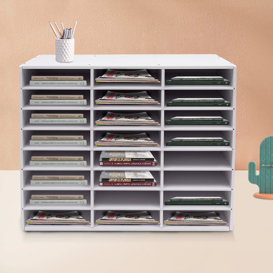 Bymaocar Desktop-Aktenhalter aus weißem PVC-Filz mit 24 Fächern für Büro und Schule - Bild 5