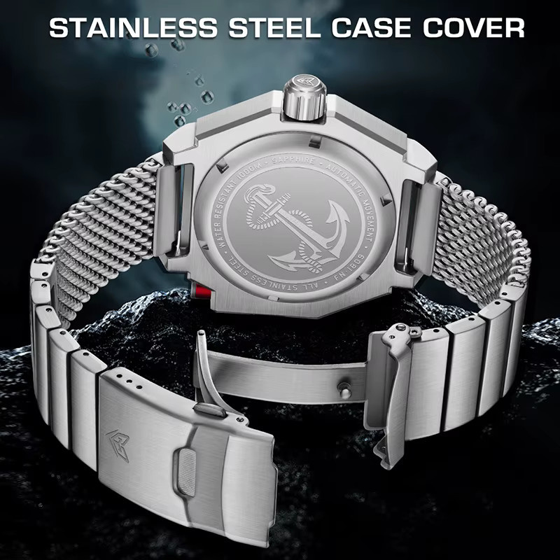 LIGE Armbanduhr Automatik, Edelstahl, silver blue, Herren - Bild 5