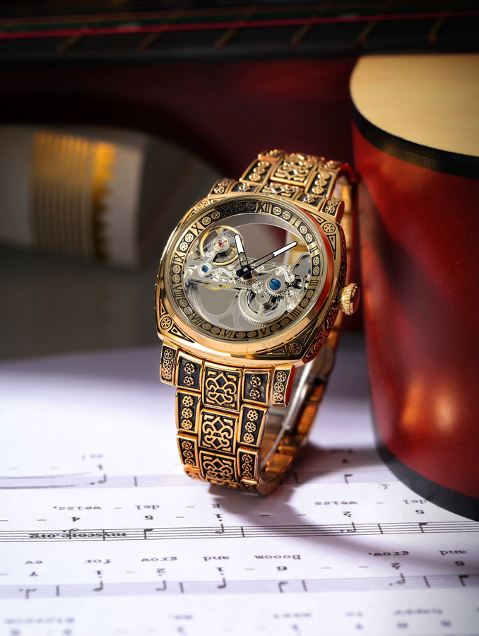 Forsining Armbanduhr, Automatik, Edelstahl, Leder, Gold, Herren - Bild 4