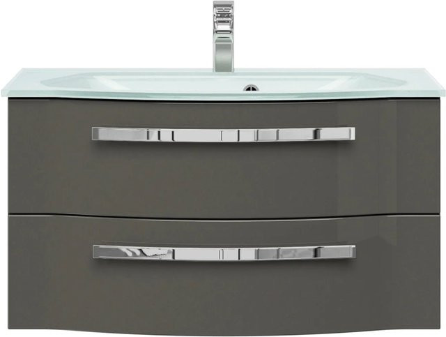 Pelipal Waschtisch Serie 4005 in Steingrau mit Softclose, Breite: 92 cm - Bild 1
