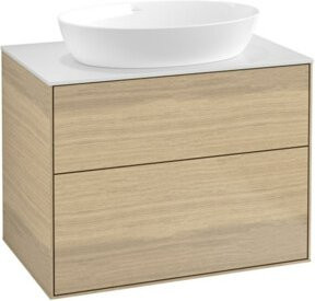 V&B Waschtischunterschrank Finion mit Wandbeleuchtung in Oak Veneer, Farbe: Braun, Breite: 80 cm, Tiefe: 50,1 cm - Bild 1